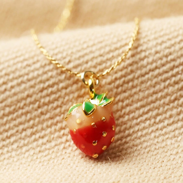 Lisa Angel Lisa Angel Strawberry Charm Necklace Gold