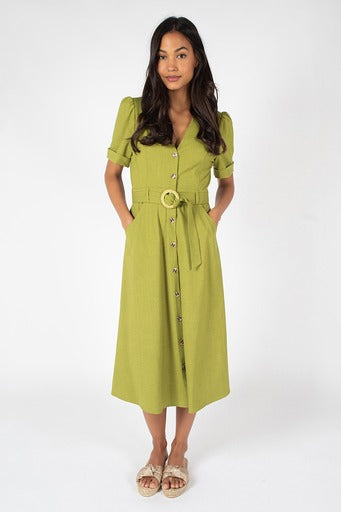 Traffic People Bacall Dress-olive-rur12596029