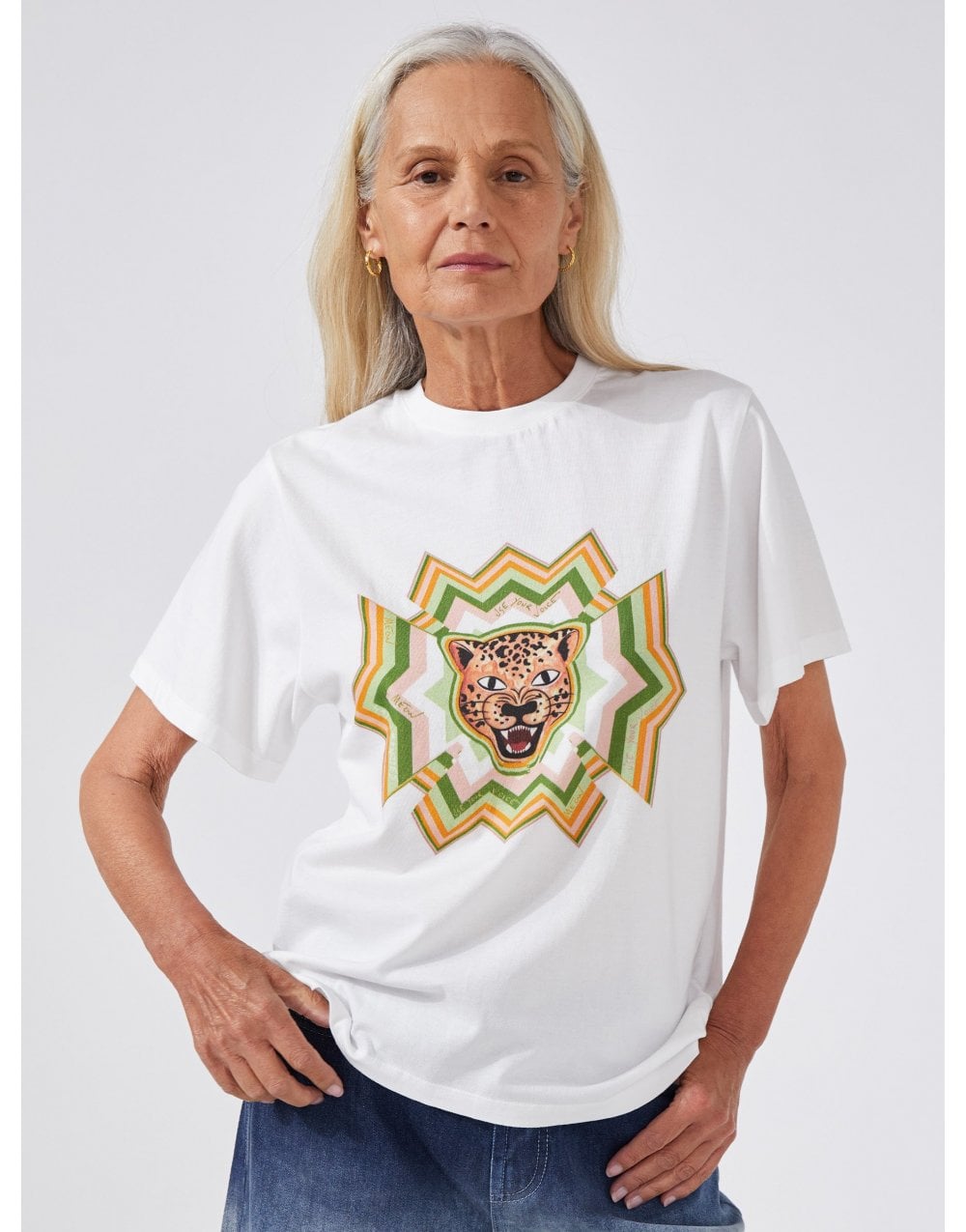 Hayley Menzies Hayley Menzies Psychedelic Leopard T-shirt Col: White Multi, Size: M