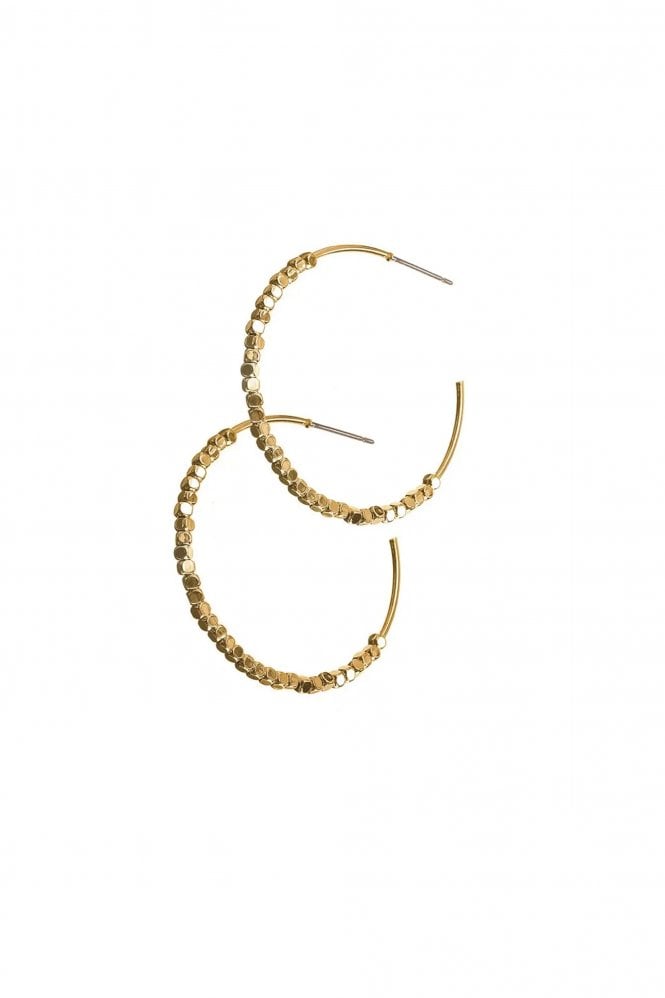Hot Tomato Beaded Shimmer Hoops In Gold