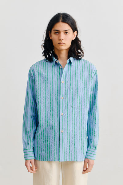 A KIND OF GUISE Gusto Shirt Gordon Blue Stripe
