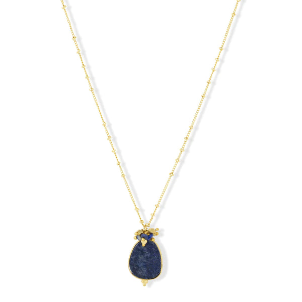 Ashiana Willow Gold Necklace - Lapis Lazuli
