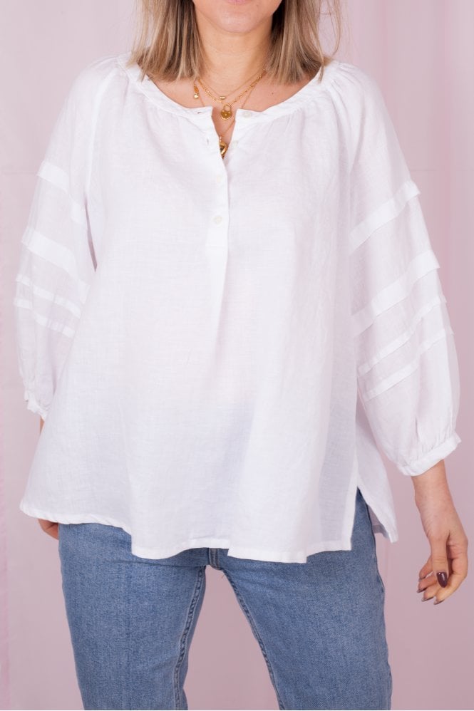 Rosso35 White Collarless Blouse