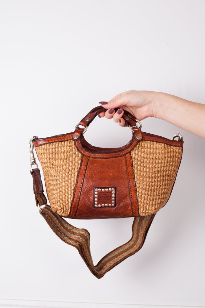 Campomaggi Shopping Bag Straw And Cowhide