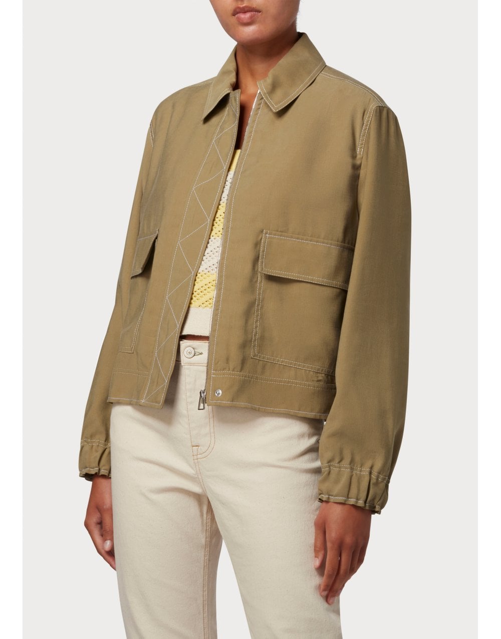 Paul Smith Paul Smith Overstitched Bomber Jacket Col: 34 Light Grey/green, Size: