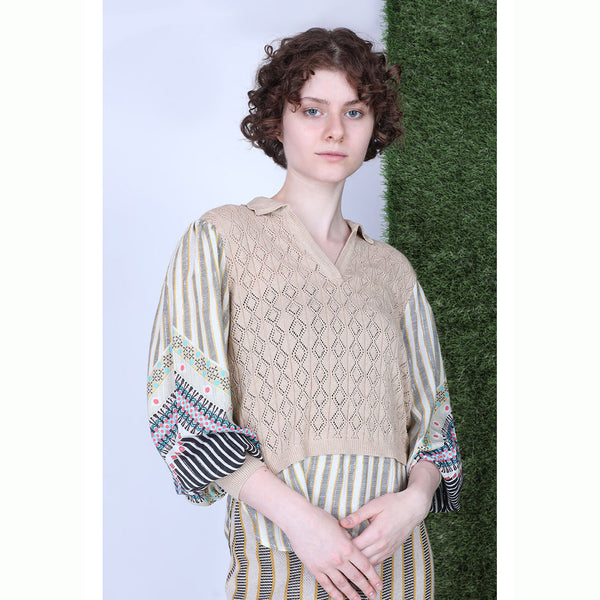 Conditions Apply | Hyacinth Knitted Top | Beige/multi
