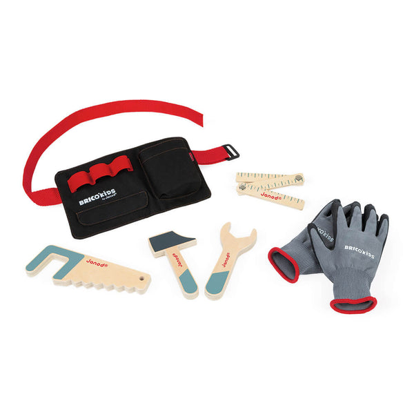 Janod : Briko Kids Tool Belt With Wooden Toys & Gloves Set