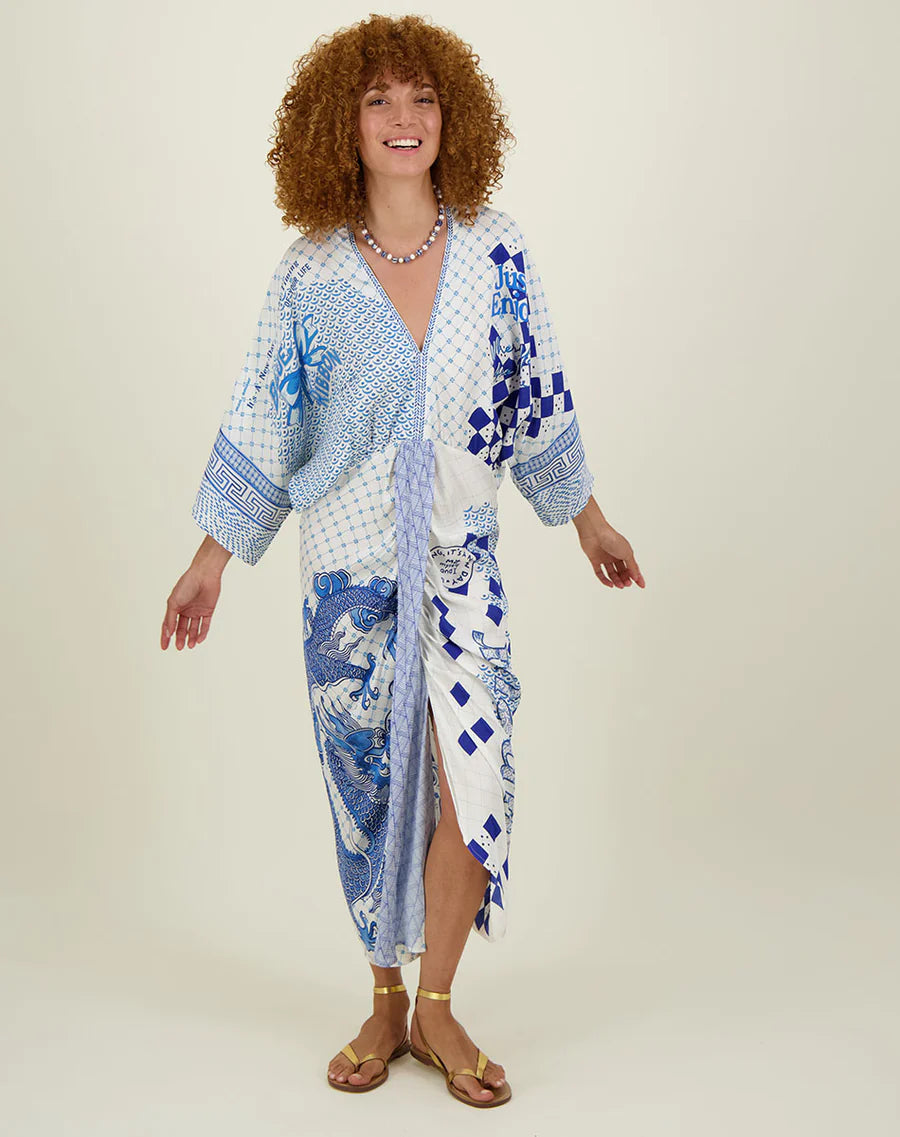 ME 369 Sophia Kimono Dress In Amalfi Coast