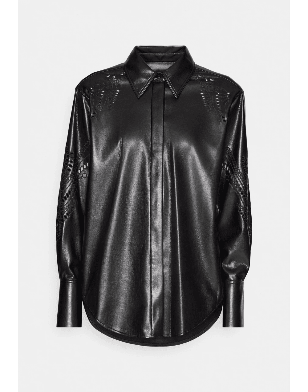 Boss Boss Bennea Embroided Faux Leather Shirt Col: 001 Black, Size: 8