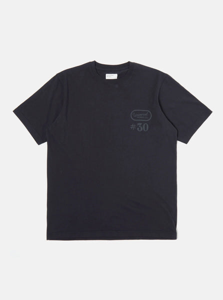 Universal Works 30201 Print T Shirt In Jersey Navy