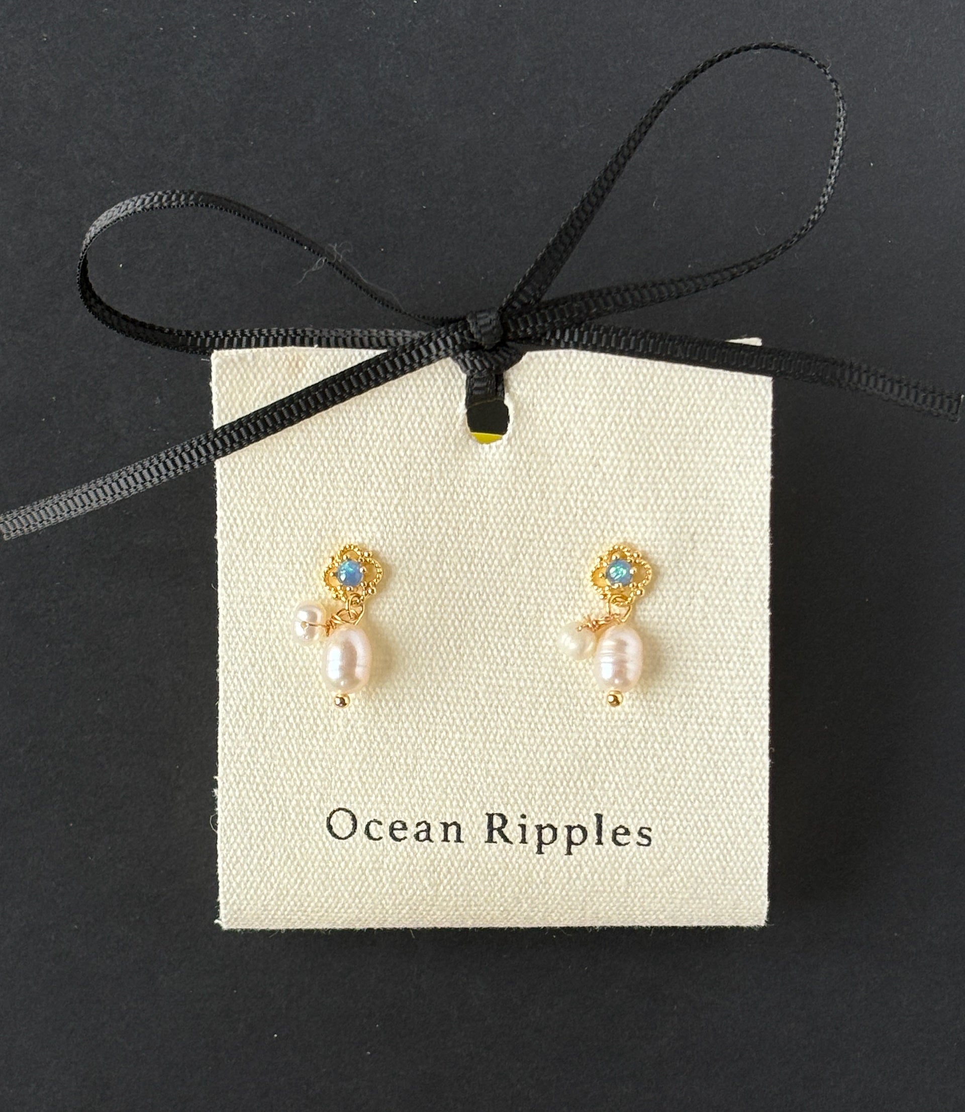 Ocean Ripples Two Pearl Filigree Earrings A907