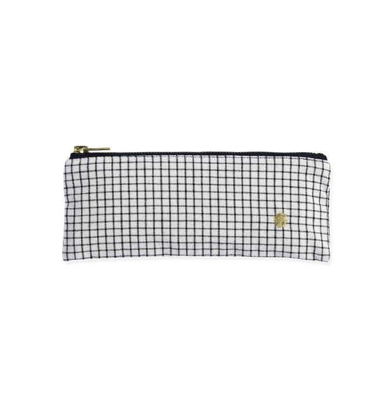 La Cerise Sur Le Gateau Cotton Pencil Pouch, Gustave Caviar Grid