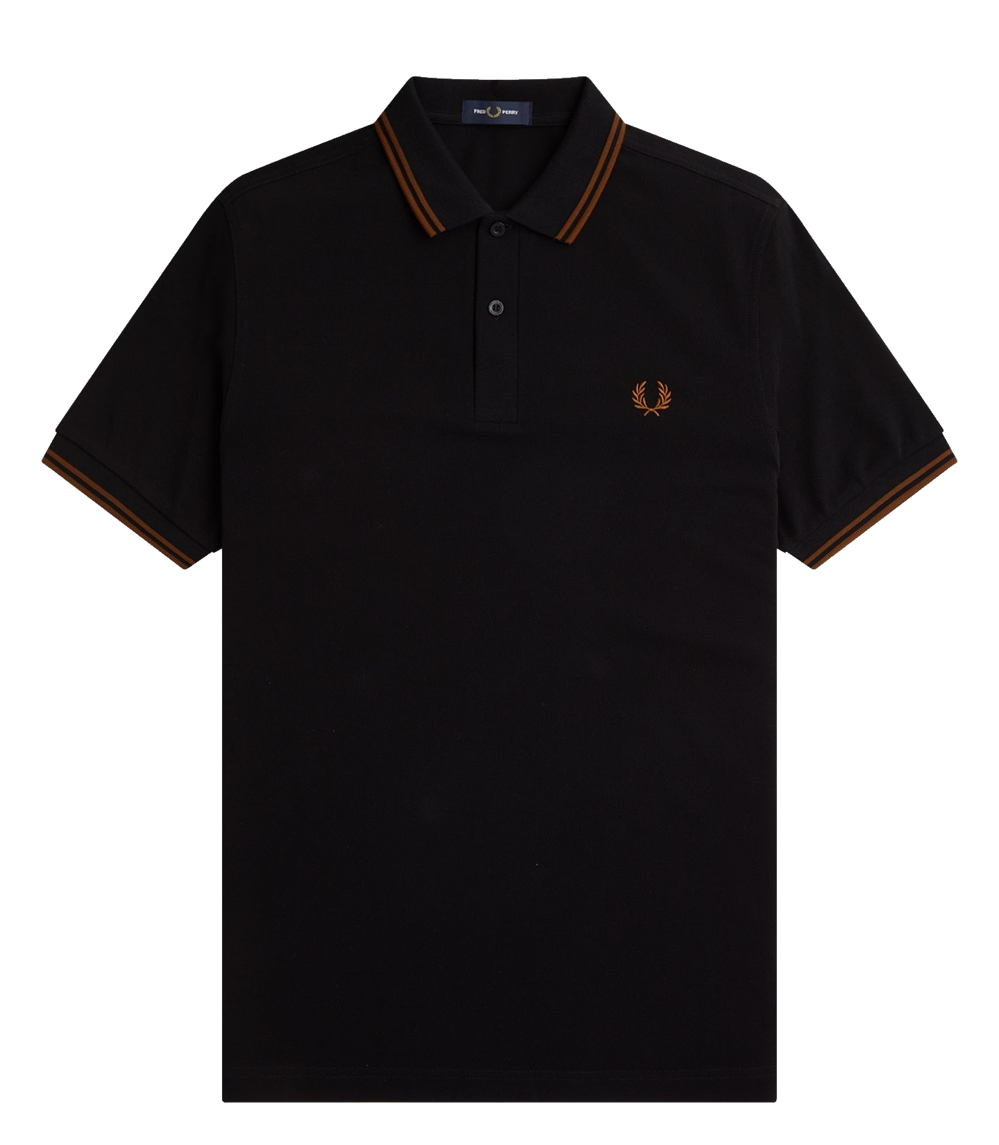 Fred Perry Slim Fit Twin Tipped Polo Black & Whiskey Brown