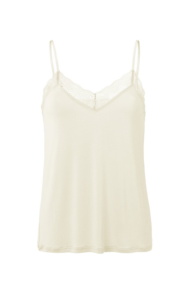 Yaya Lace Scrappy Top With Jersey Body | Ivory White