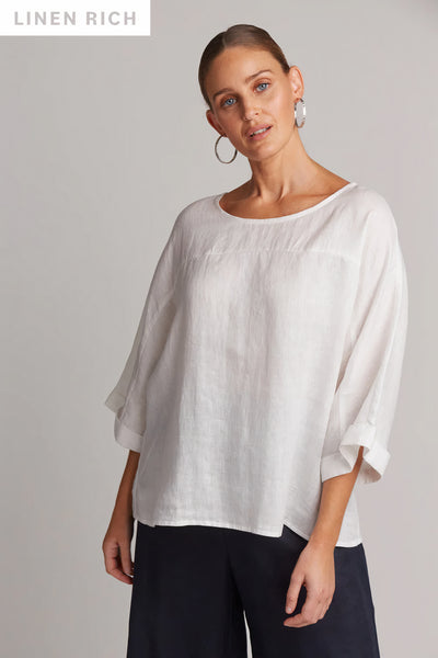 Eb & Ive White Linen Relaxed Top