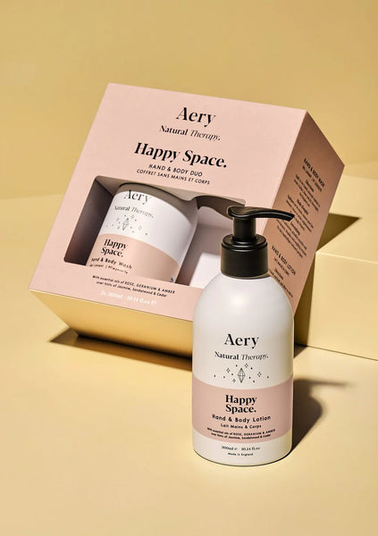 Aery Happy Space Hand/Body Wash and Lotion Set - Rose Geranium And Amber