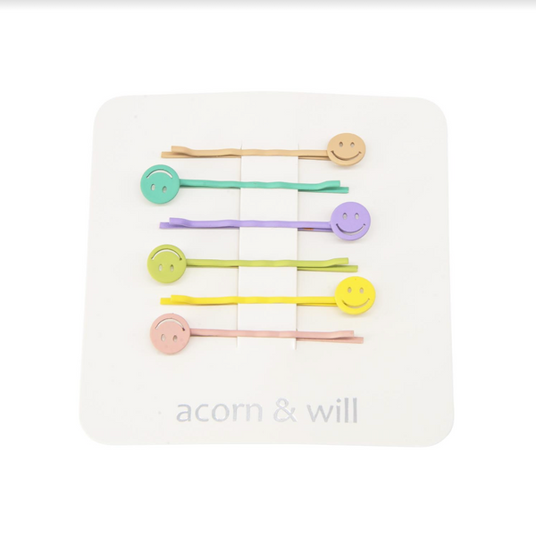 Acorn & Will Set Of Smiley Face Hair Clips
