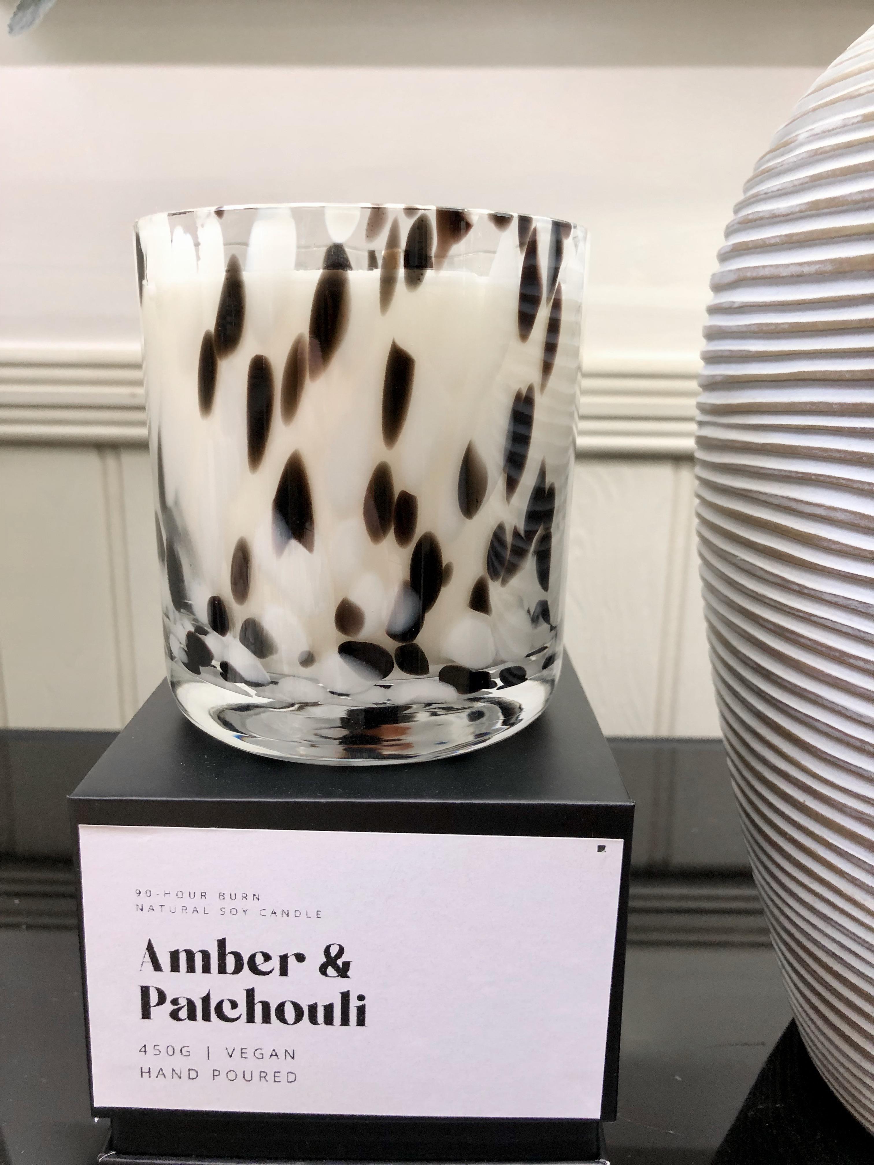 Cinnamon Bay Home Amber and Patchouli Glass Dalmatian Candle