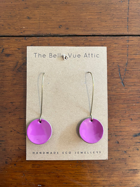 THE BELLEVUE ATTIC Domed Enamel Sixpence Earrings | Purple