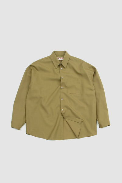 Marni Tropical Wool Boxy Shirt Lime