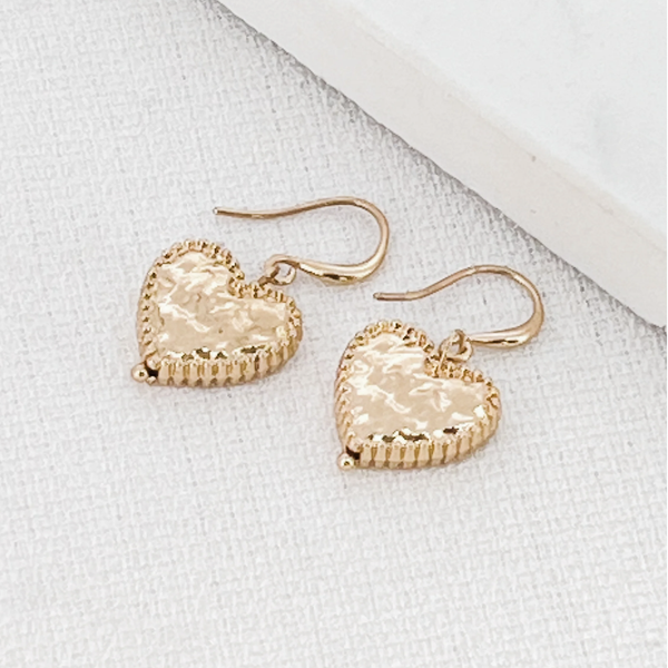 Envy Earrings - Worn Gold Heart Drop