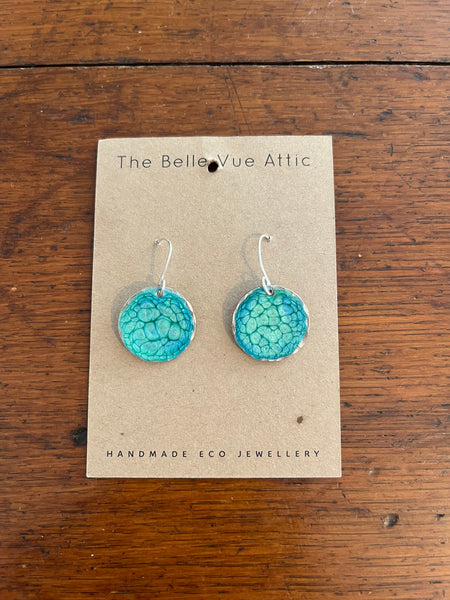 THE BELLEVUE ATTIC Domed Enamel Sixpence Earrings | Turquoise
