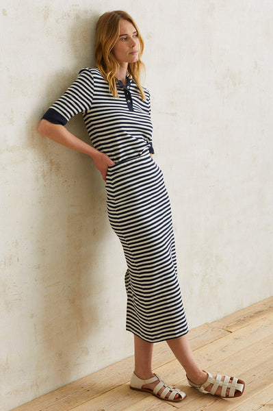 Yerse Striped Navy & Ecru Skirt