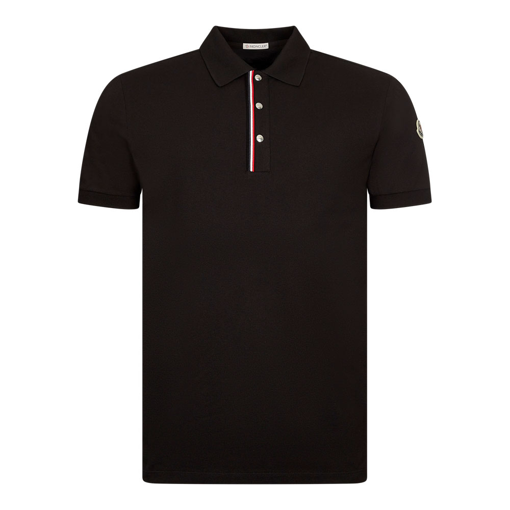 MONCLER Metal Button Polo Shirt - Black