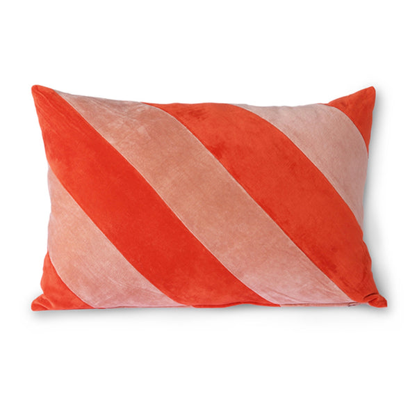 HK Living Striped Velvet Cushion | Pink + Red