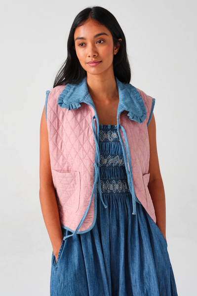 SEVENTY + MOCHI Heidi Dusty Rose & Rodeo Vintage Denim Waistcoat