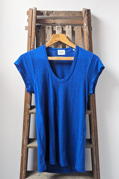 Isabel Marant Zankou Electric Blue Linen T-shirt