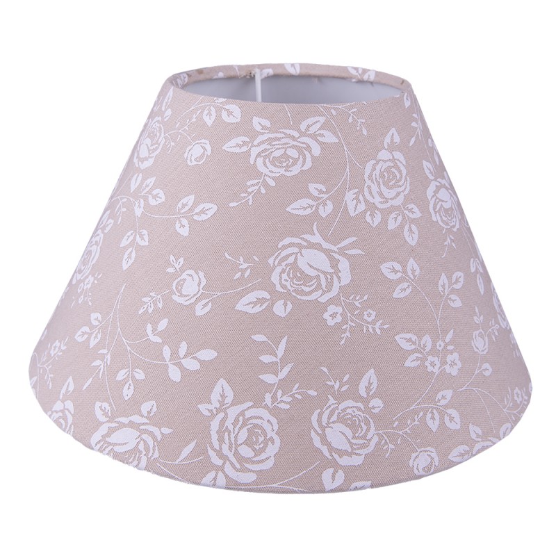 clayre & Eef Rigid Lampshade Ø 26x17 cm Beige and White Cotton Flowers Fabric