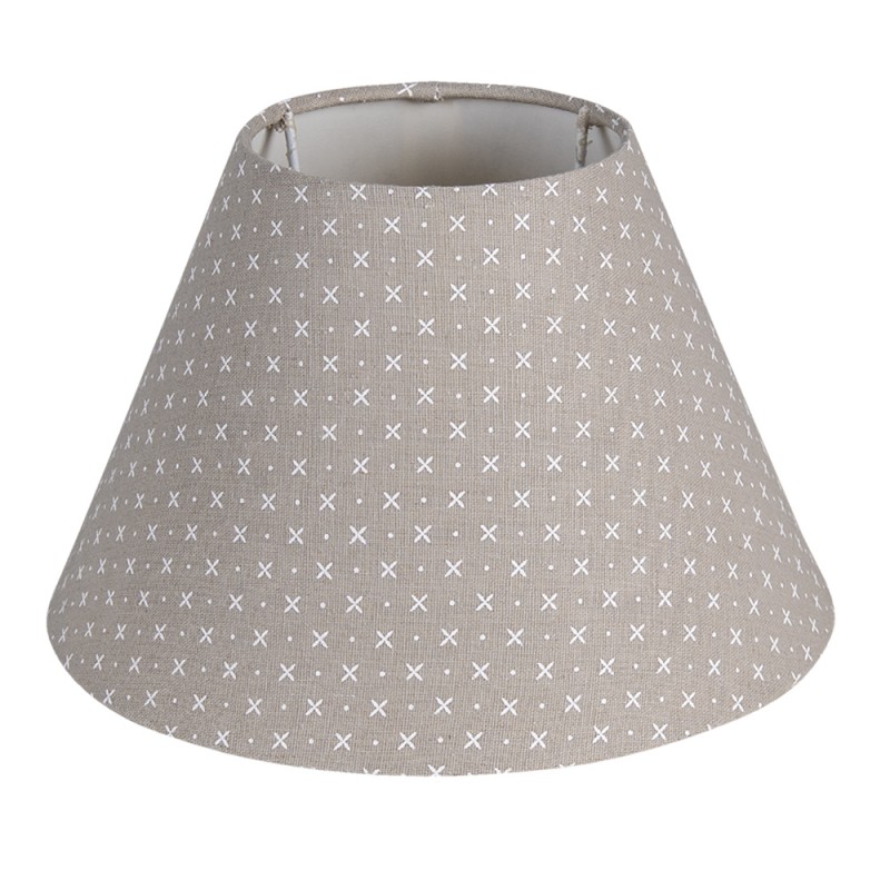 clayre & Eef Rigid Lampshade Ø 26x17 cm Grey and White Cotton Dots and Crosses Fabric