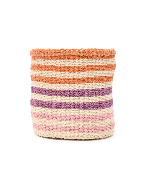 The Basket Room Safiri: Orange, Pink & Purple Stripe Woven Storage Basket: S / Orange / Striped