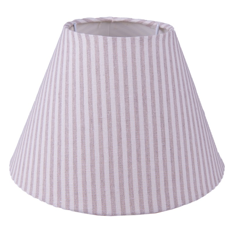 clayre & Eef Rigid Lampshade Ø 26x17 cm Beige and White Cotton Stripes Fabric (Large)