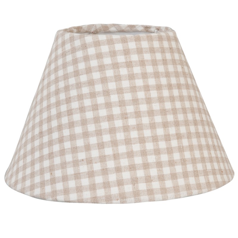 clayre & Eef Rigid Lampshade Ø 23x15 cm Beige and White Cotton Vichy Paintings