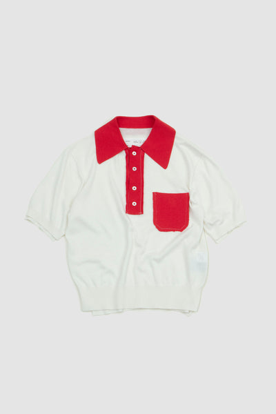 Camiel Fortgens 70's Knitted Polo White/red