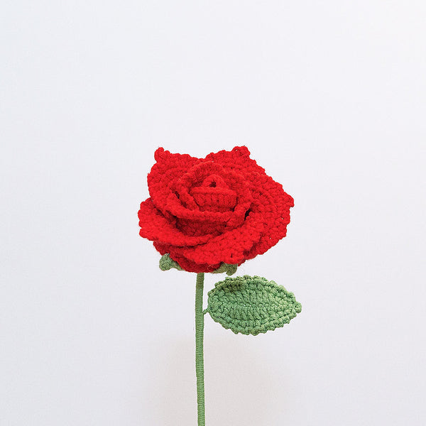 Papyrus Handmade Crochet Flower - Red Bourbon Rose