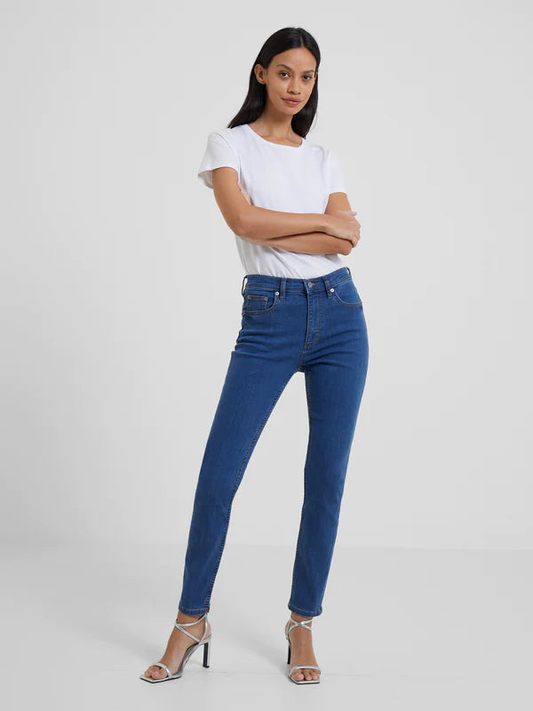 French Connection Soft Stretch Denim High Rise Skinny Jeans-mid Wash-74qzq