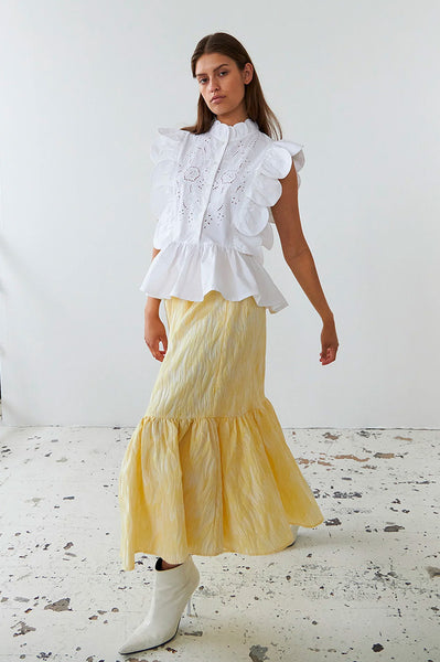 Stella Nova Light Yellow Jacquard Wave Skirt