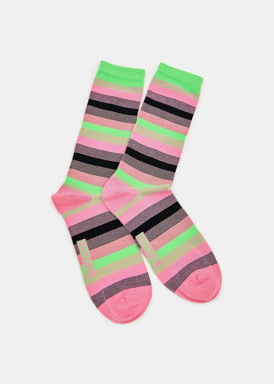 Essentiel Antwerp Green and Pink Flogo Socks