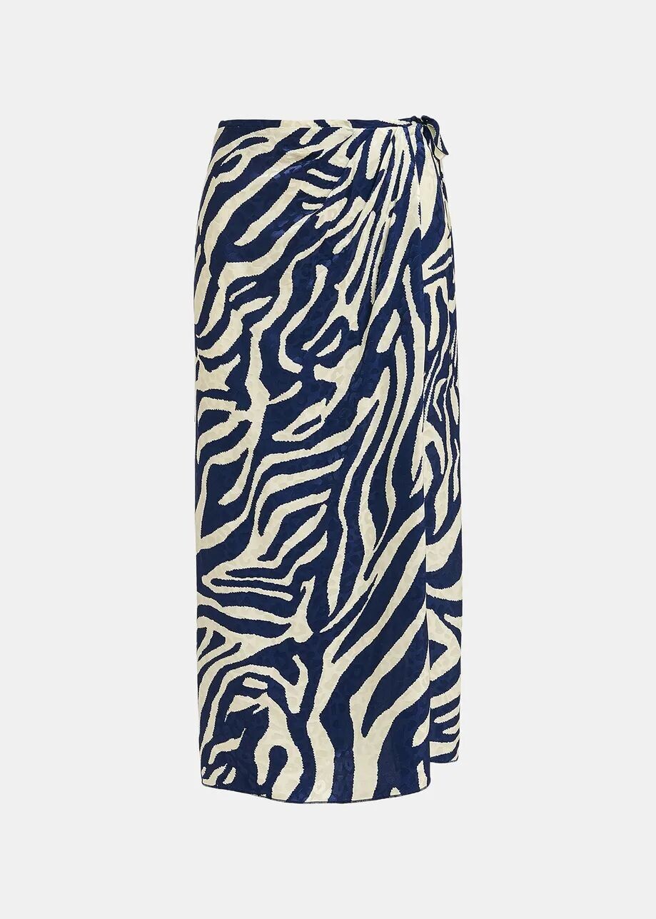 Essentiel Antwerp Off white and Navy Flavia Zebra Printed Skirt