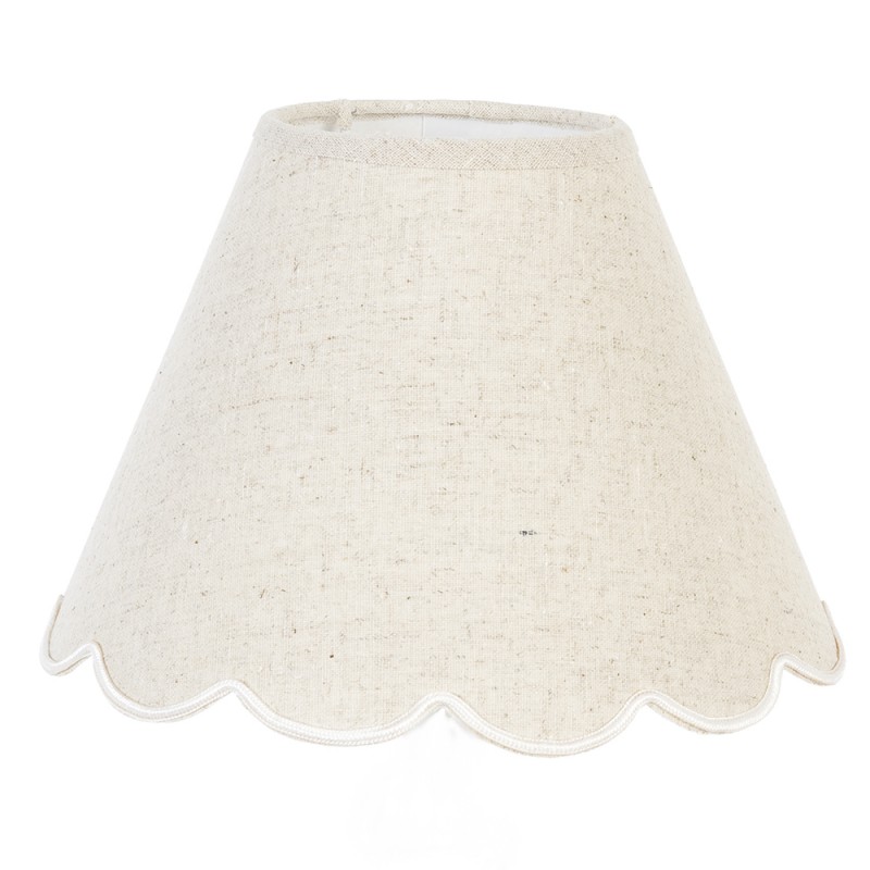 clayre & Eef Rigid Lampshade Ø 23x15,5 cm Beige and White Linen Fabric
