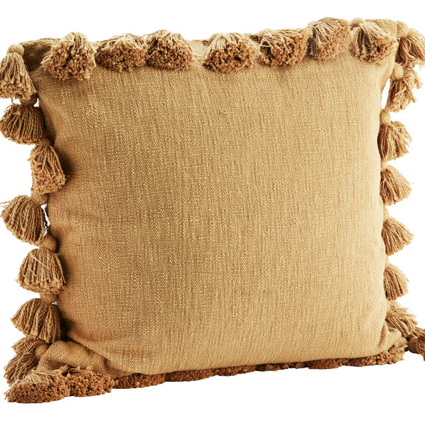 Madam Stoltz Large Cotton Cushion Cover - Caramel