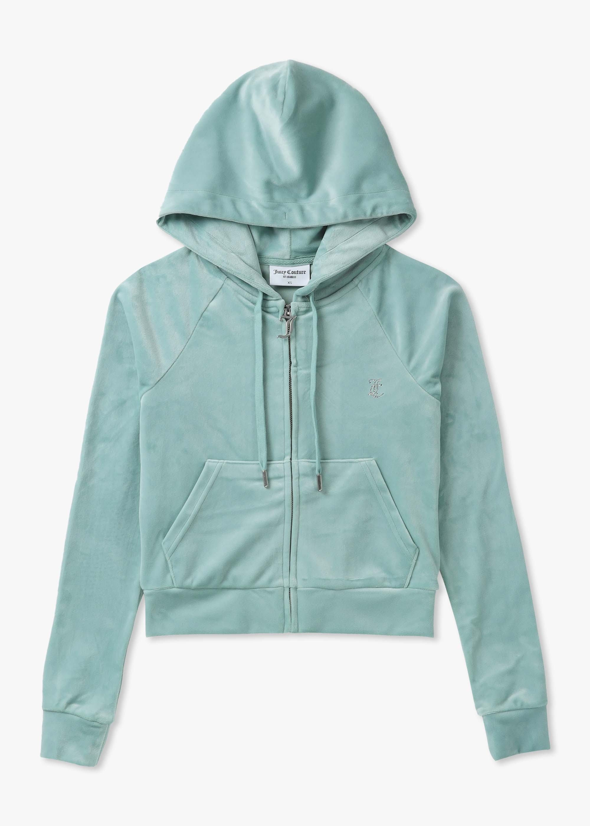 Juicy Couture Womens Madison Hoodie With Diamonte In Blue Surf