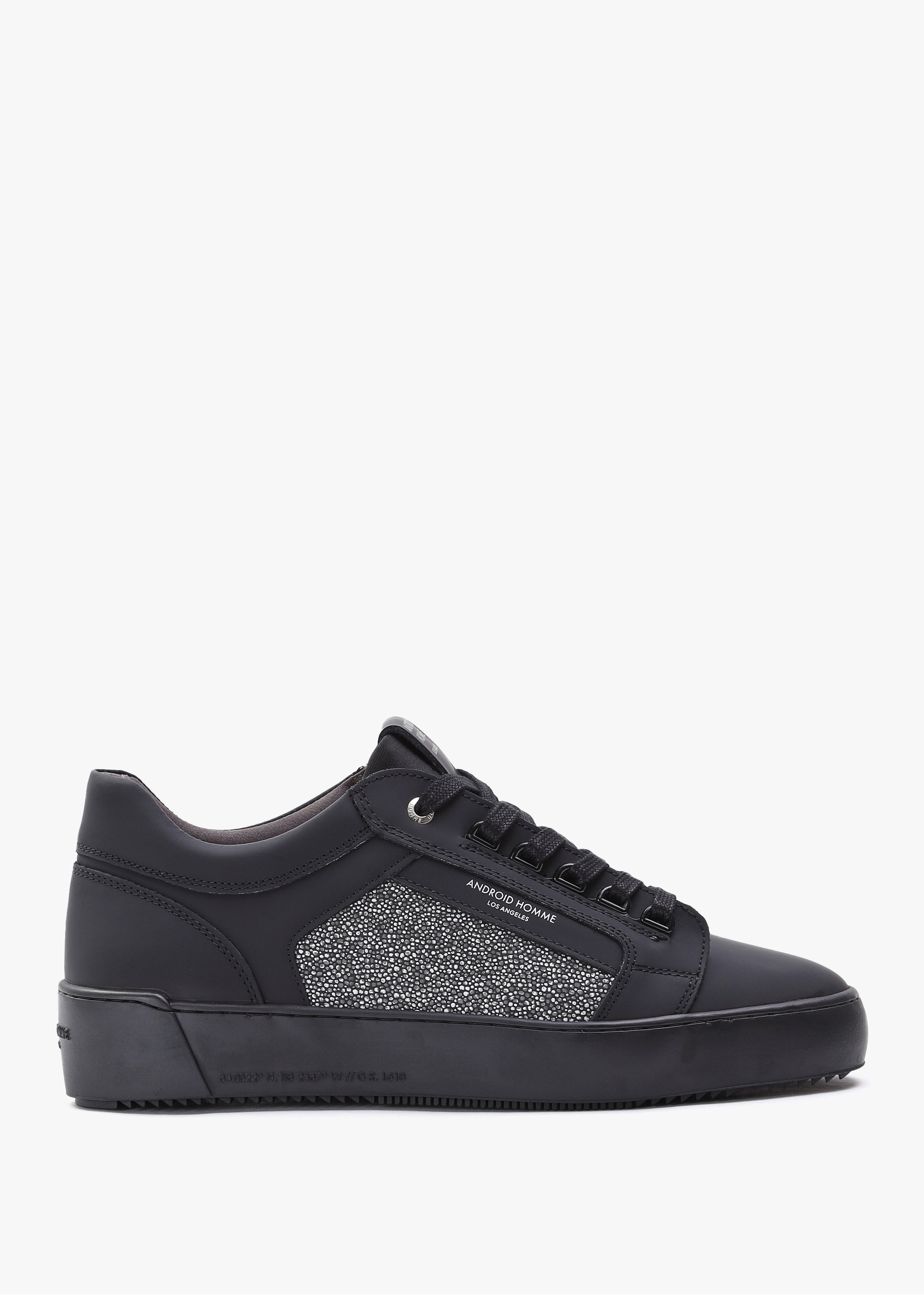 android-homme-mens-venice-reflective-caviar-trainers-in-black