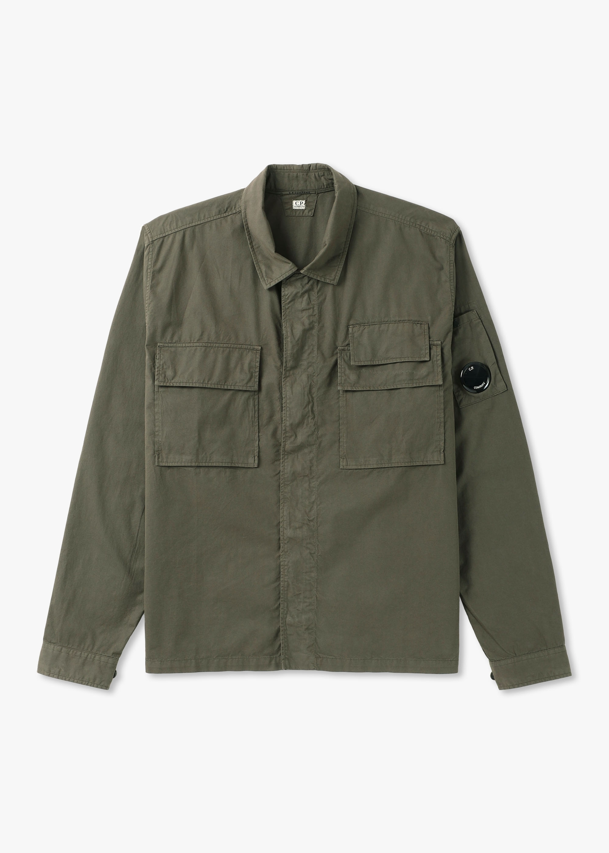 C.P. Company Mens Gabardine Shirt Jacket In Ivy Green