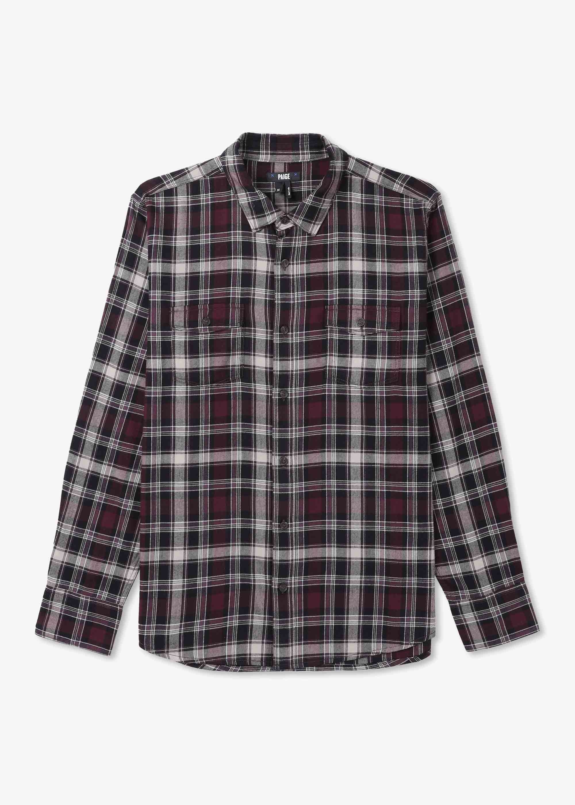 Paige  Mens Everett Checked Shirt In Onyx Cosmos