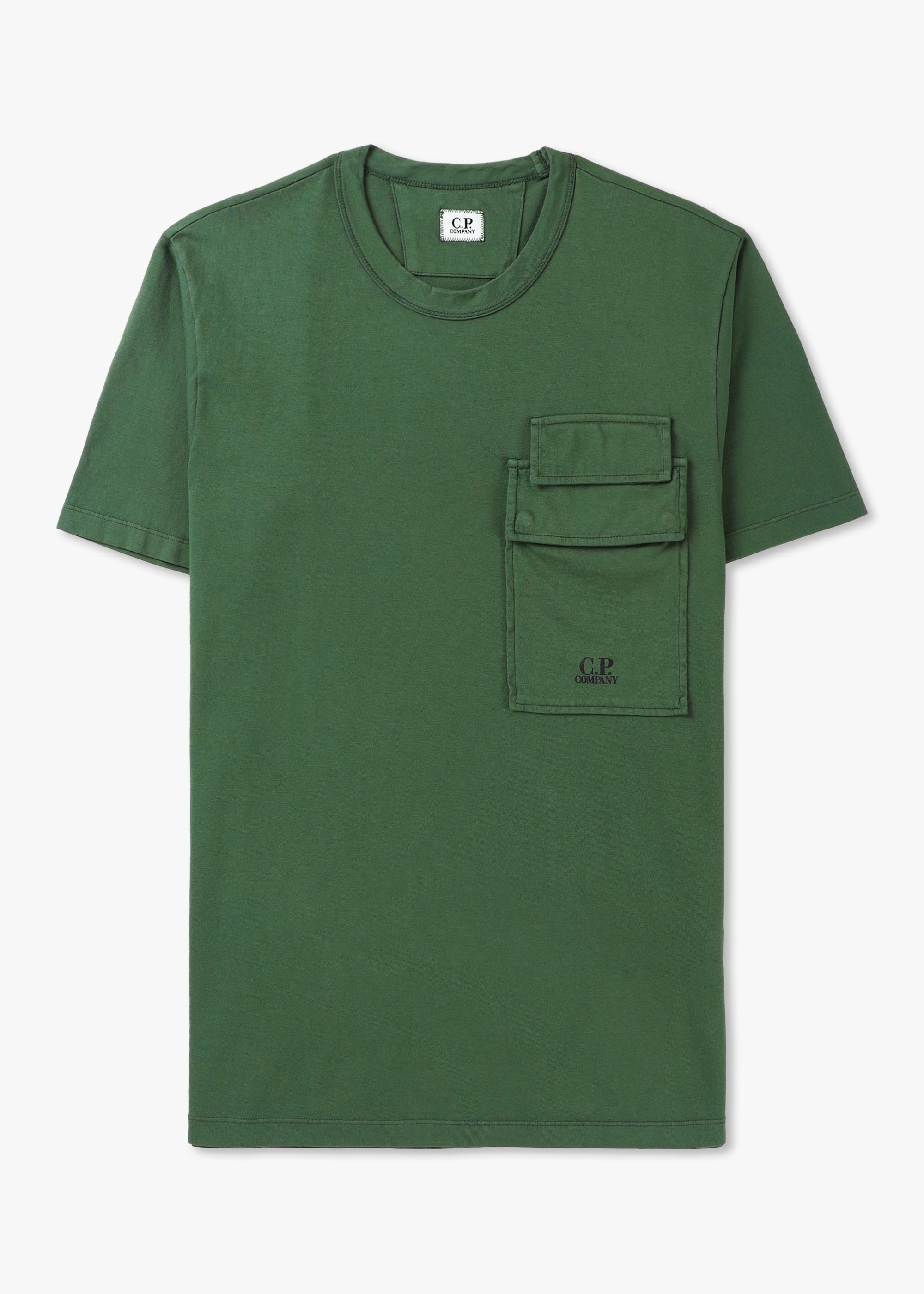 C.P. Company Mens 20/1 Jersey Flap Pocket T-shirt In Green
