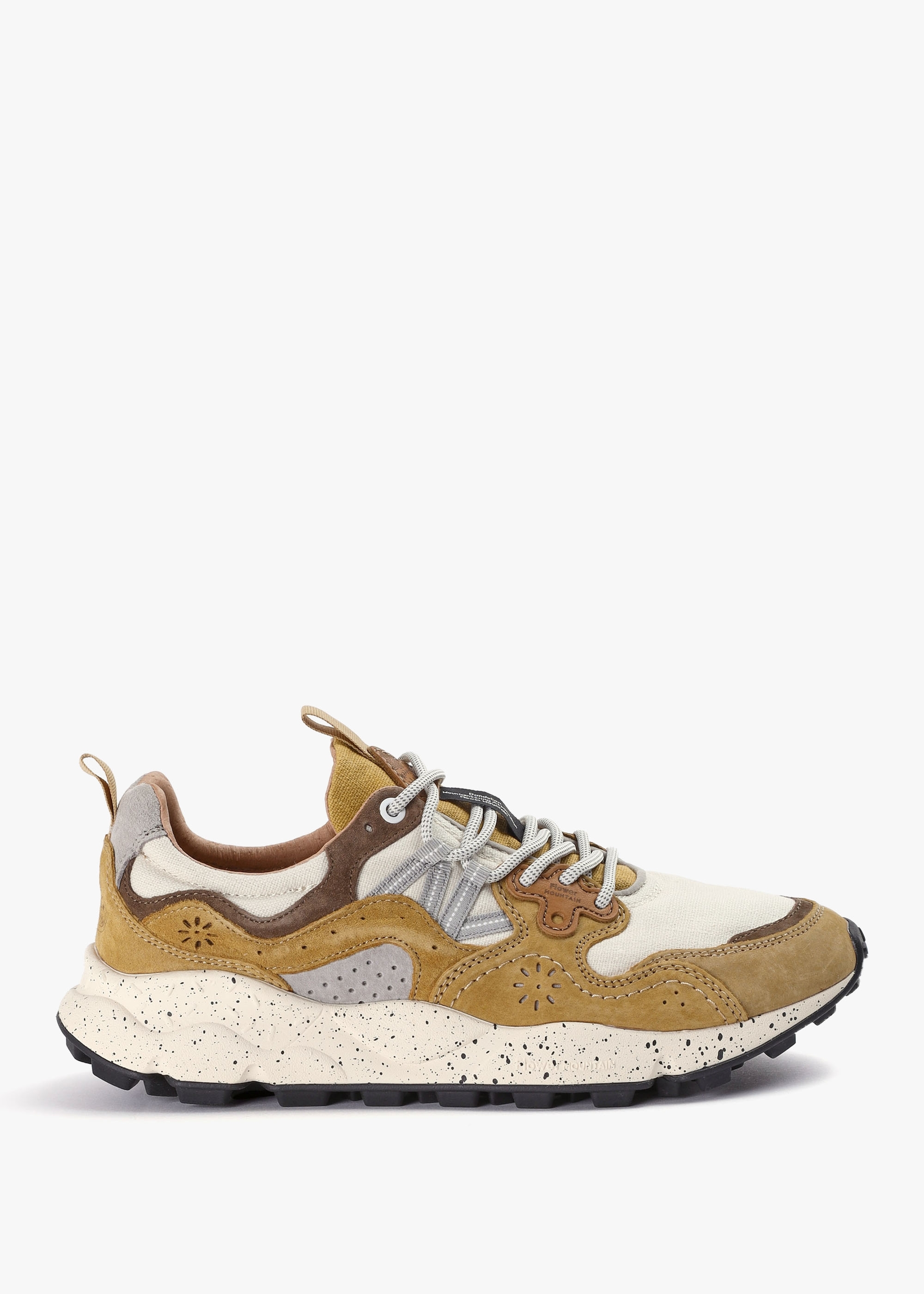 Flower Mountain Mens Yamano 3 Suede/cotton Cloth Trainers In Ochre-bone
